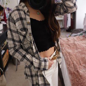 Abercrombie & Fitch Plaid Shacket Oversized Shirt